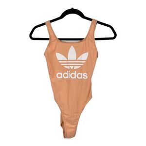 Adidas bathing suit open back high leg Trefoil peach size X-Small XS